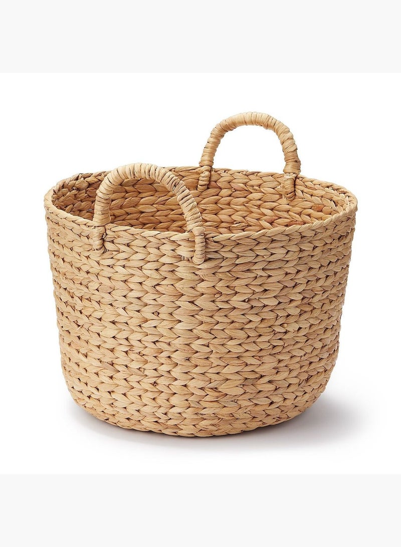 Water Hyacinth Round Basket With Handles Small Dia 37 x H 26 cm