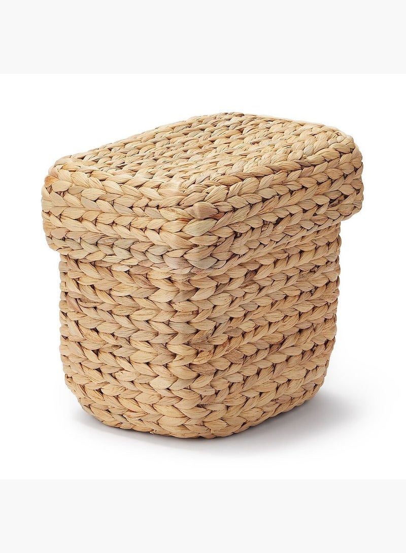 Water Hyacinth Basket Rectangle Basket With Lid,Large HalfW 20 x D 26x H 25 cm