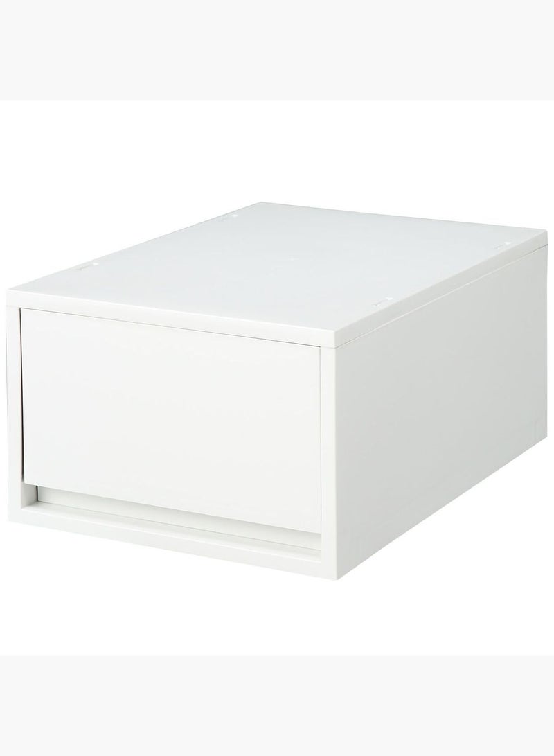 Polypropylene Deep Type Storage Drawer Case, W 26 × D 37 × H 17.5 cm, White