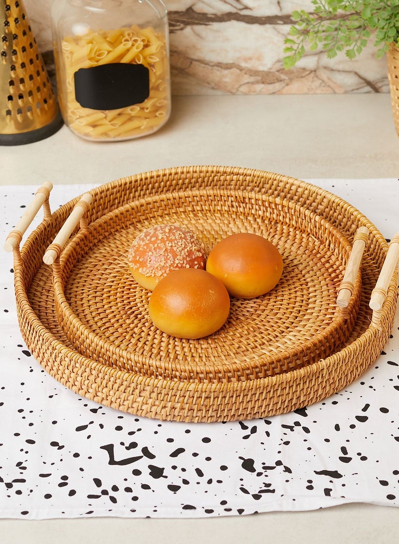 Set Of Two Rattan Trays