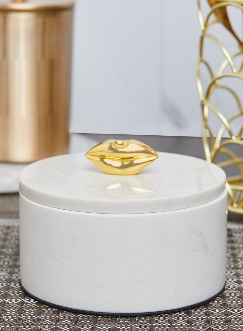 Flos Premium White Gold Lips Storage Jar