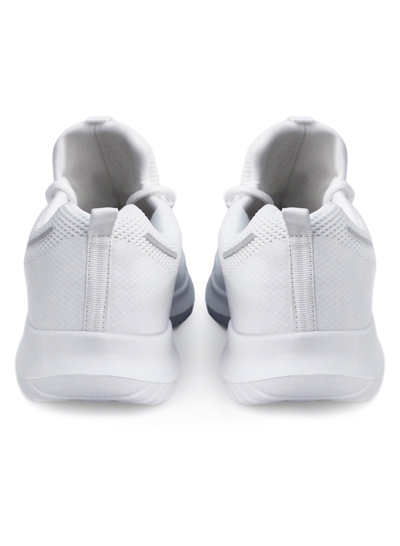 Women Casual Non Slip Low Top Sneakers Slip On with Adjustable Elastic Laces No Tie Lightweight Breathable White