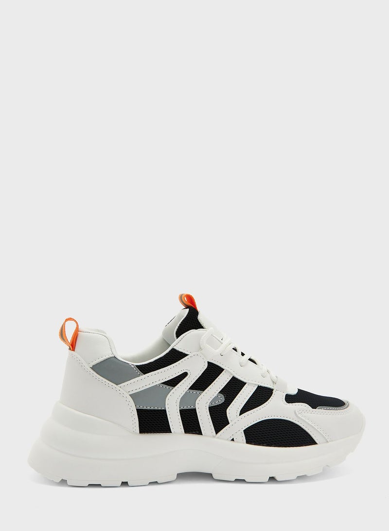 Curved Detail Colourblock Chunky Sneakers