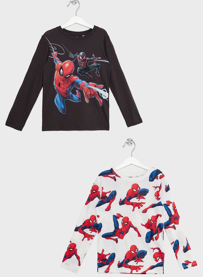 Kids 2 Pack Spiderman Print T-Shirt