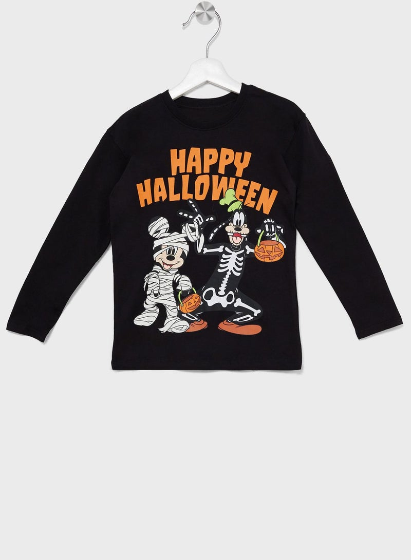Kids Happy Halloween Print T-Shirt