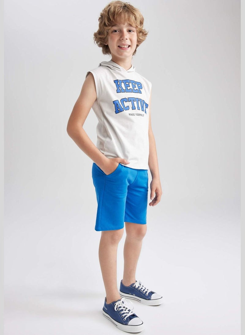 Boy Oversize Fit Hooded Sleeveless Knitted Athlete