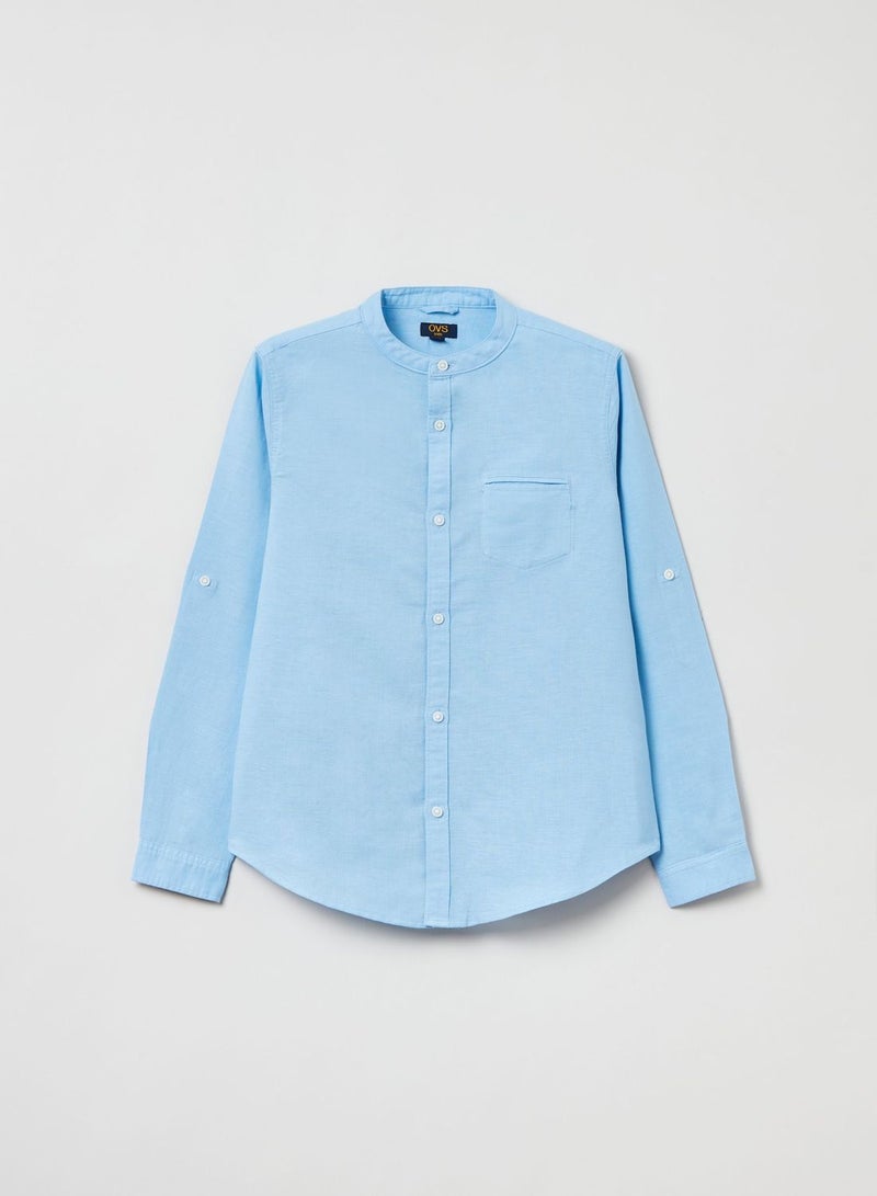 OVS Linen And Cotton Shirt With Pocket