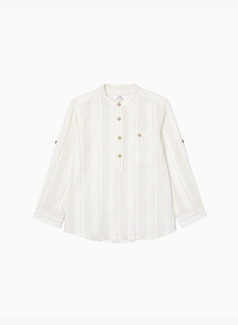 Zippy Cotton Shirt With Stripes For Boys