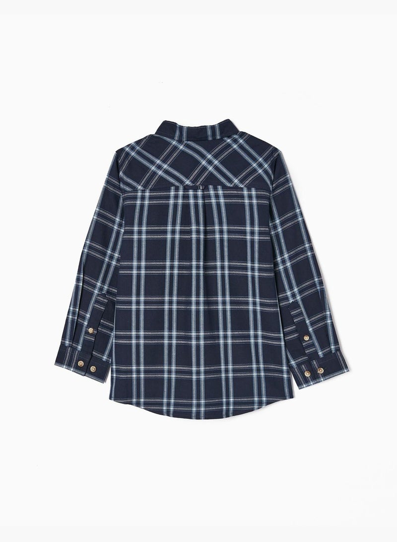 Zippy Cotton Plaid Shirt For Baby Boys - Dark Blue