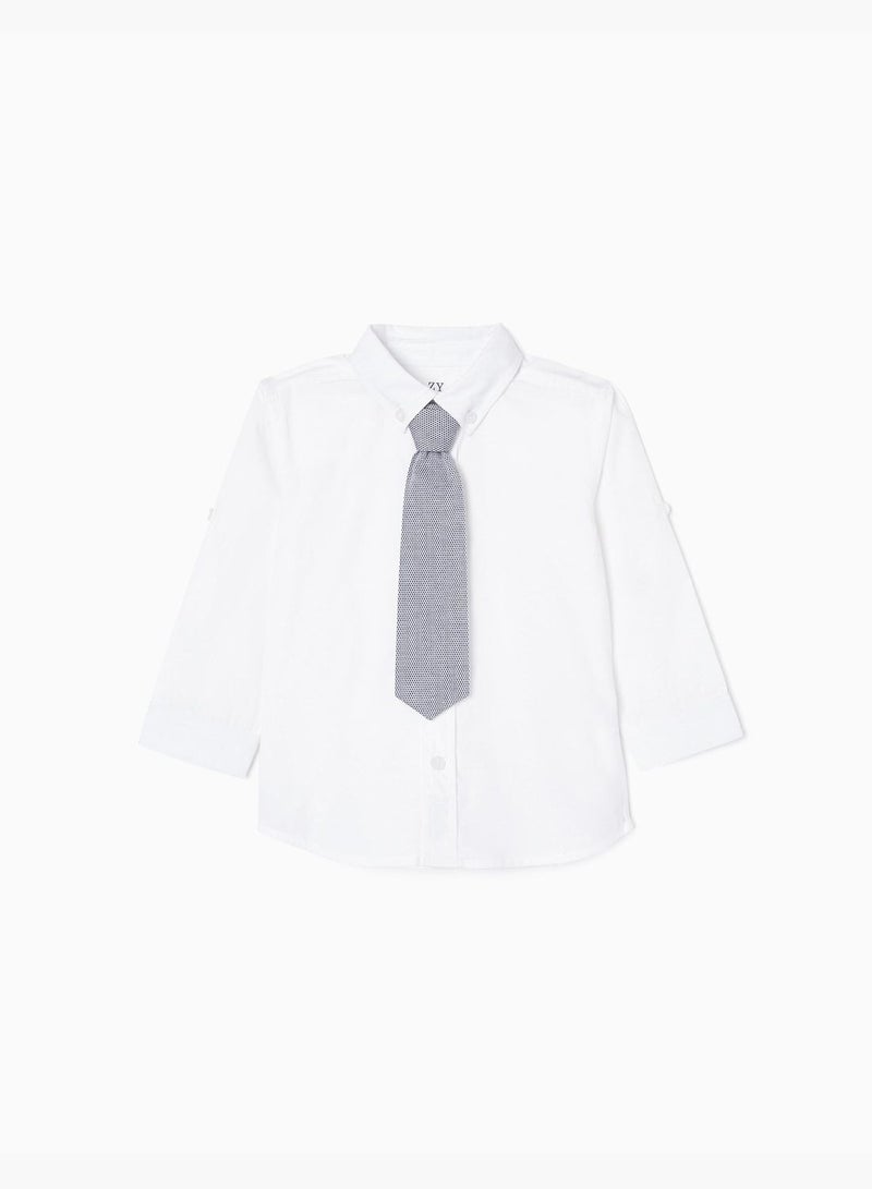 Zippy Cotton Shirt + Tie For Baby Boys