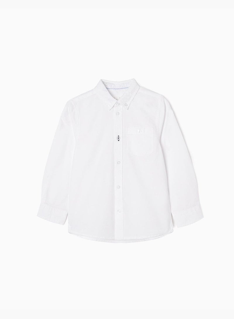 Zippy Long Sleeve Cotton Shirt For Boys - White