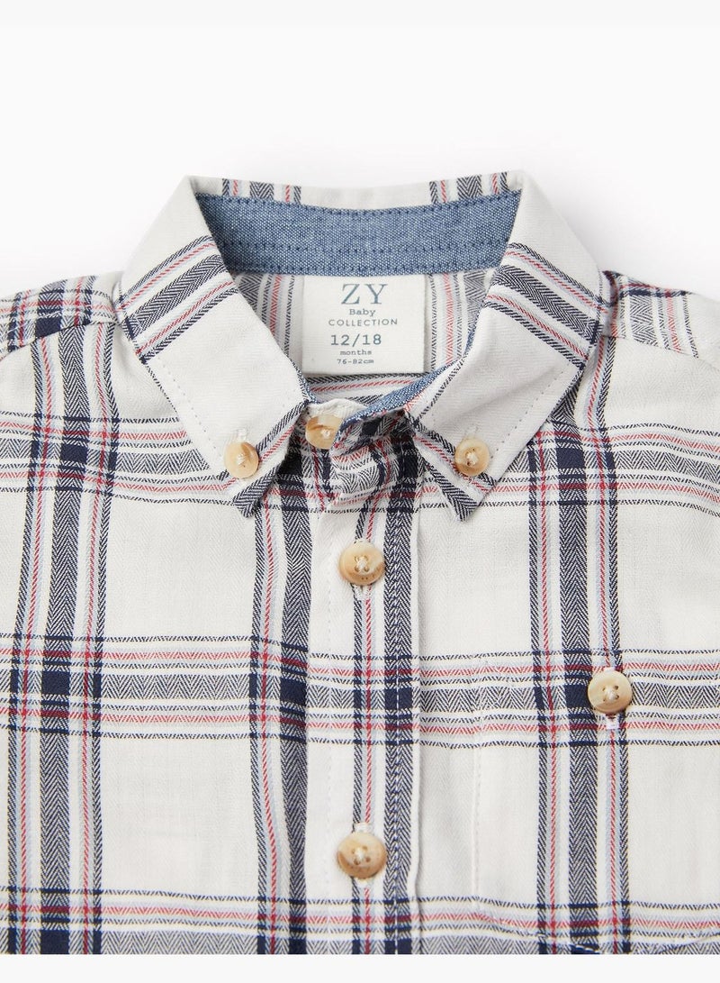 Zippy Cotton Plaid Shirt For Baby Boys - Dark Blue