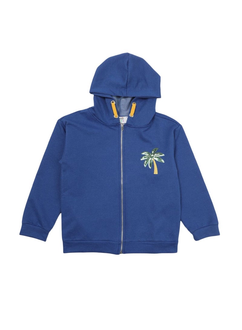 Kids Sequin Palm Tree Zip Through Hoodie