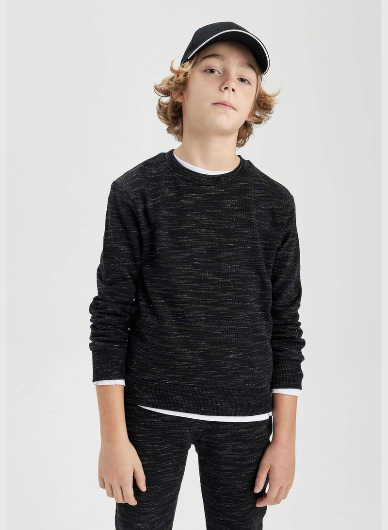 Boy Crew Neck Long Sleeve Knitted Sweatshirt
