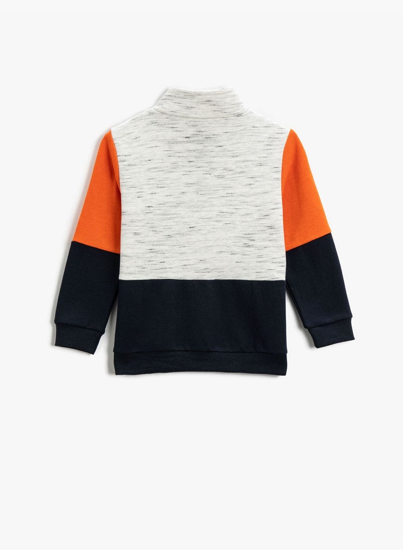 Color Block Zip Detail Sweatshirt