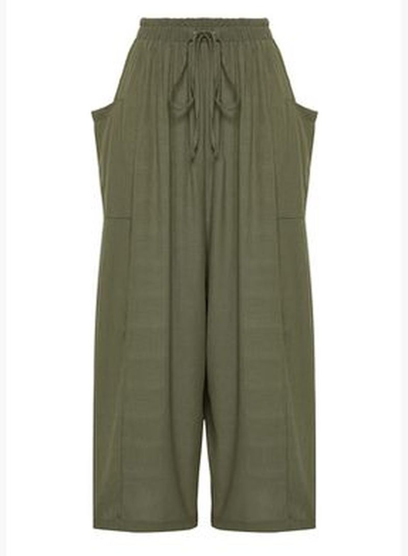 Khaki Woven Trousers TBESS24PL00007