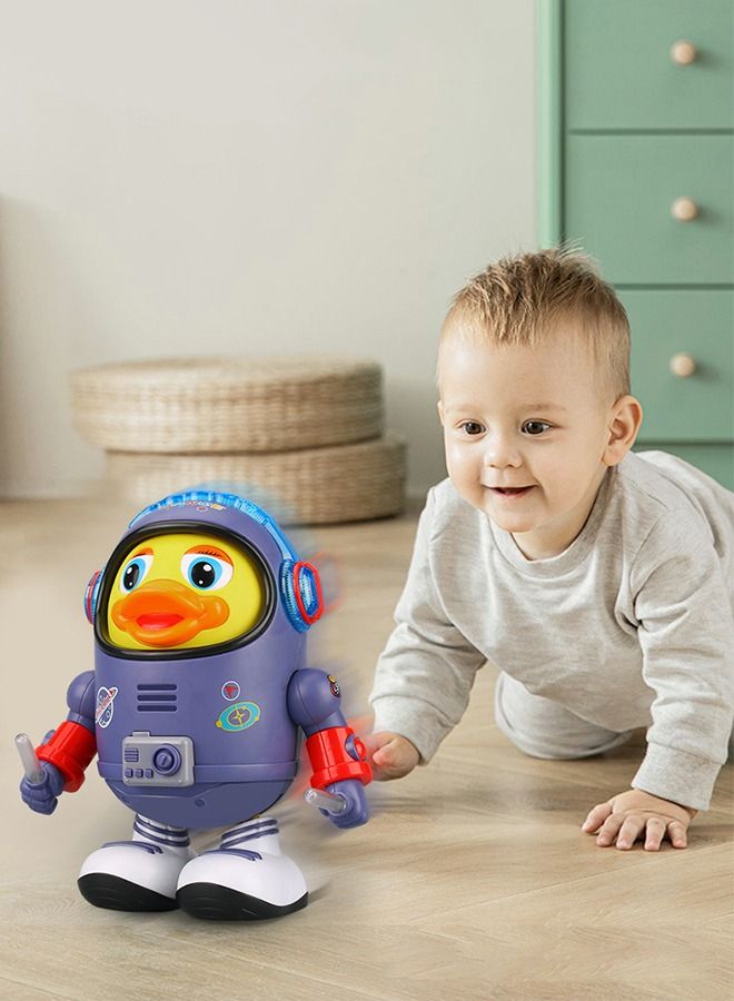 Baby Duck Toy Musical Interactive Duck Toy Electric Toys with Lights and Sounds,Dancing Robot with Space Elements Designed for Infants,Babies,Kids