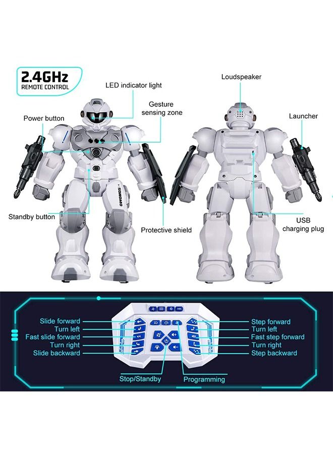 RC Robot Toys for Kids, Large Programmable Remote Control Smart Walking Dancing Robot Toy Gift with Gesture & Sensing for Kids