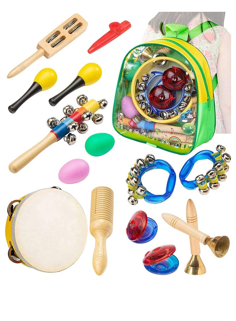 Musical Instruments Toddler Toys - Professional Preschool Music Education Toys Percussion Instruments Set Music Early Learning Toys Gifts for Boys and Girls with Storage Toddler Backpack