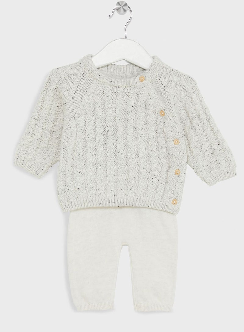 Infant Cable Knitted Sweater & Sweatpants Set