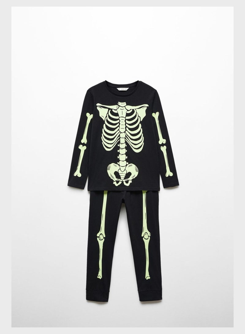 Kids Bones Print Pyjama Set