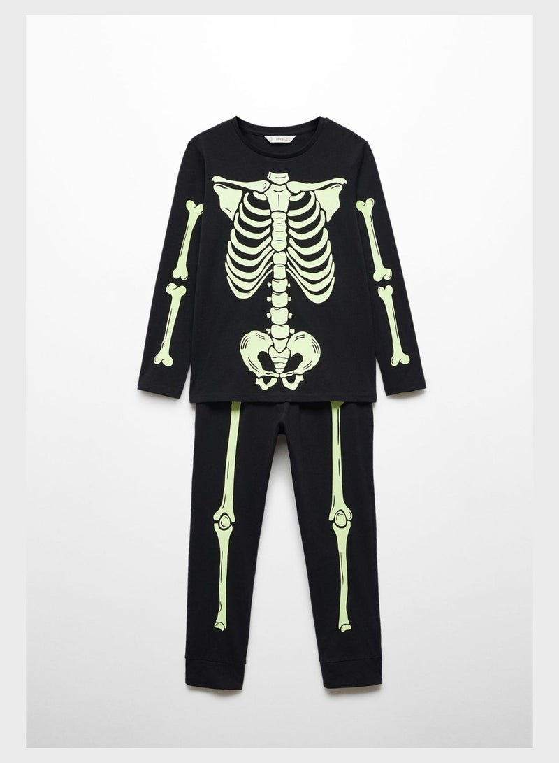 Kids Bones Print Pyjama Set