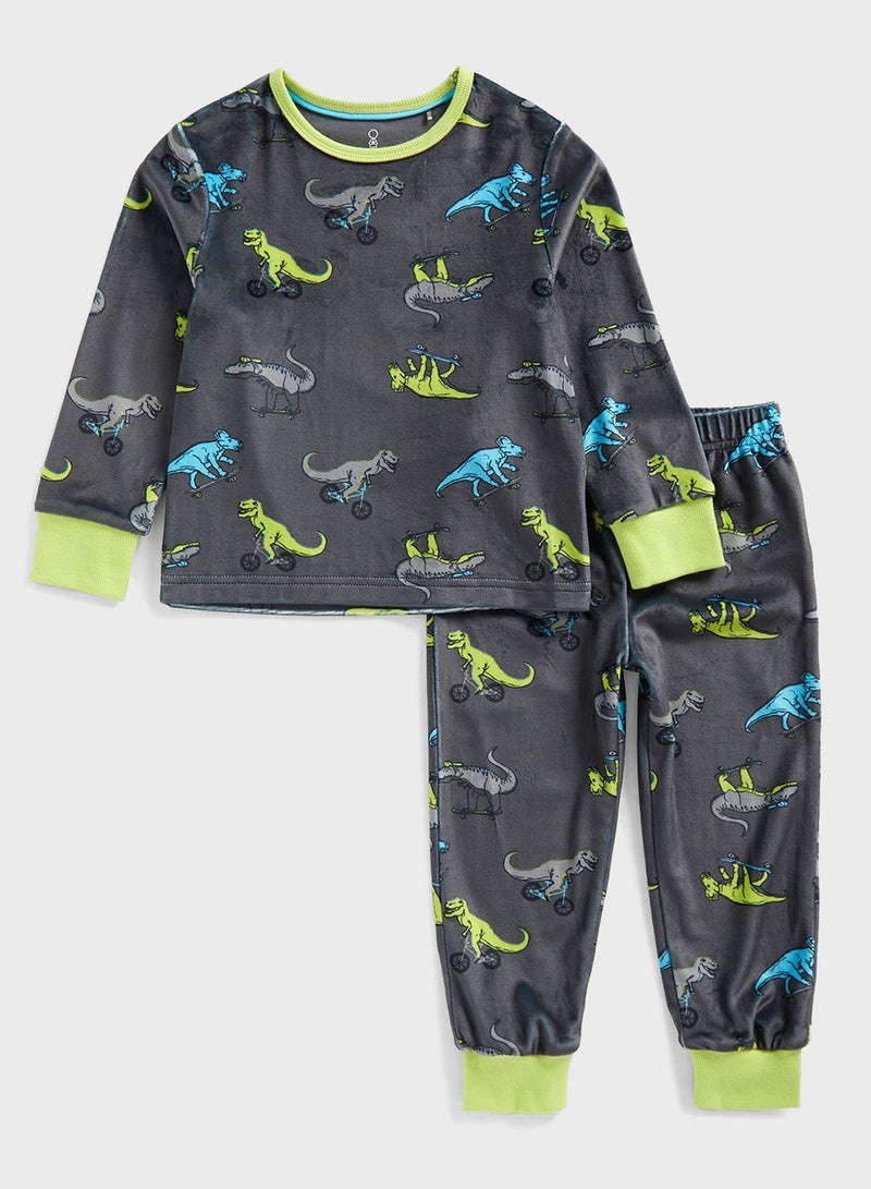 Kids Dino Print Sweatshirt & Sweatpants Set