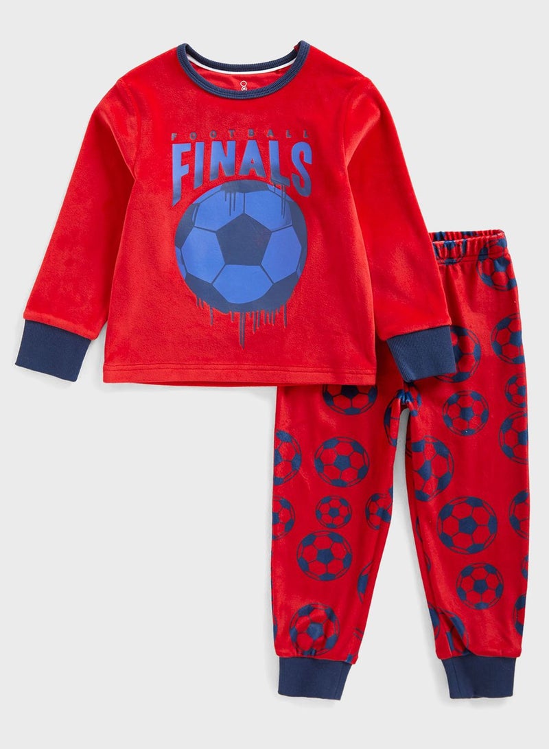 Kids Football Print Sweatshirt & Sweatpants Set