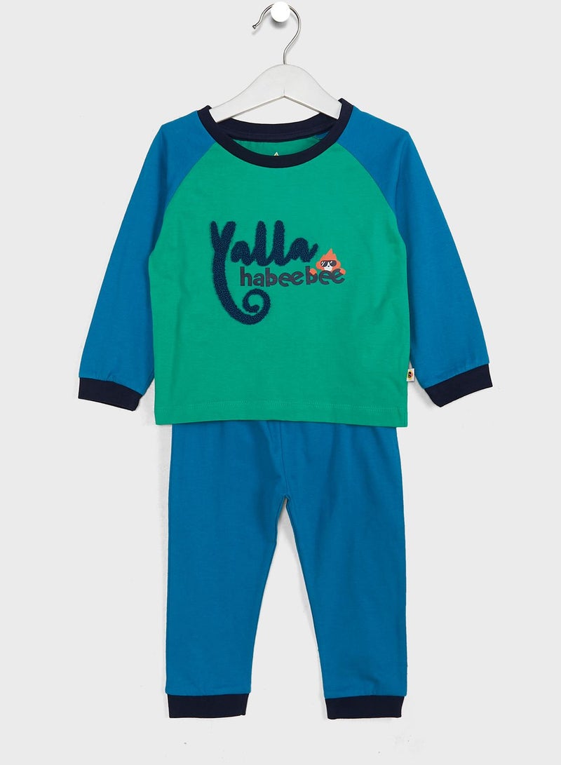 Kids Raglan Print Pyjama Set