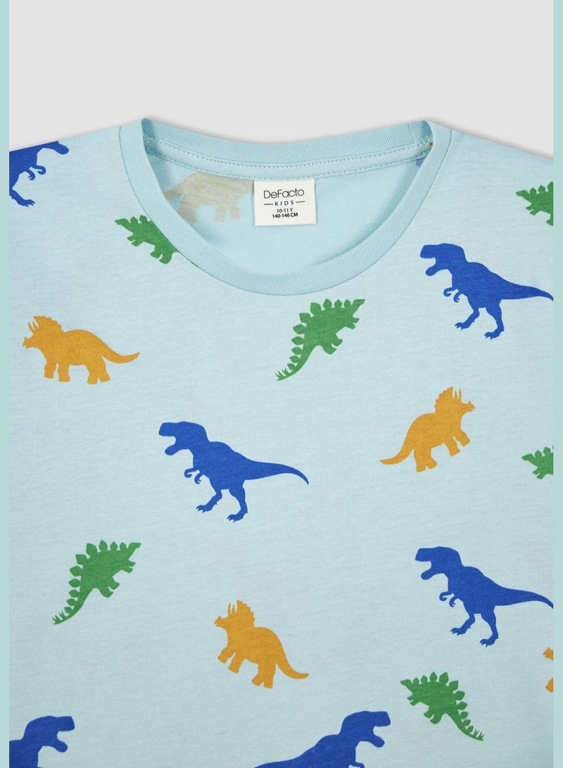 Regular Fit Short Sleeve Dinasour Print Pyjama Set