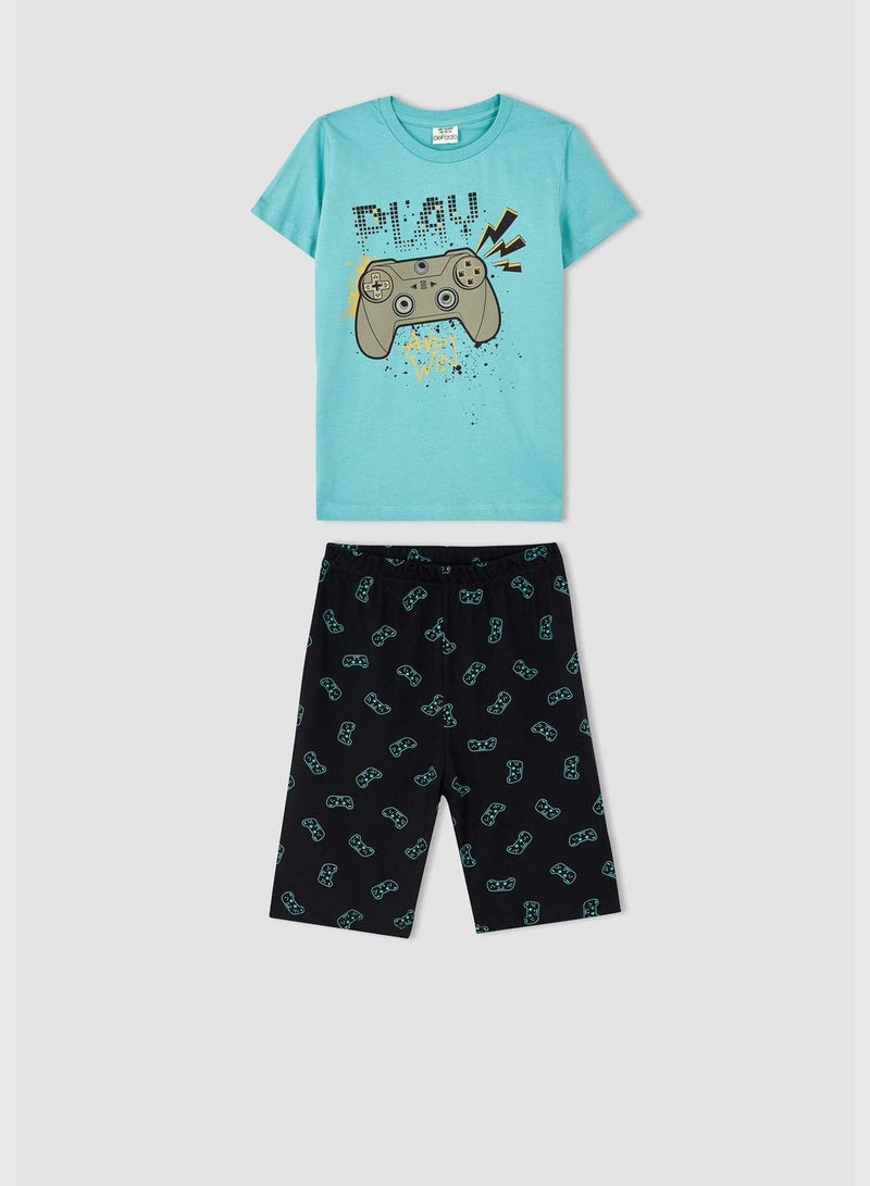 Regular Fit Short Sleeve Printed Pyjama Set