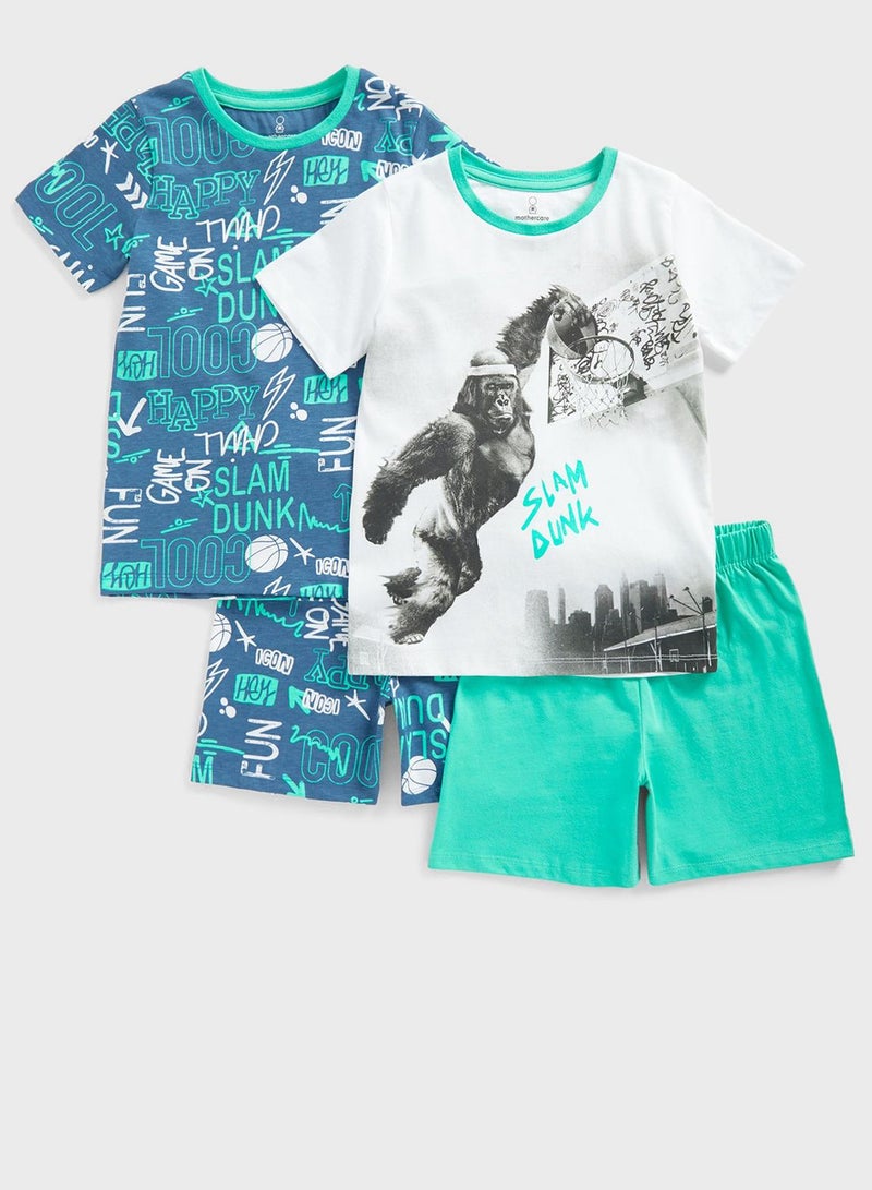Kids 2 Pack Assorted T-Shirt & Shorts Set