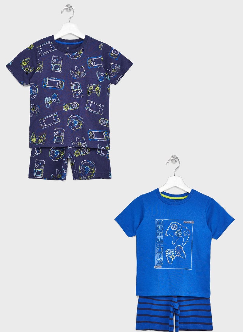 Youth 2 Pack Assorted T-Shirt & Shorts Set