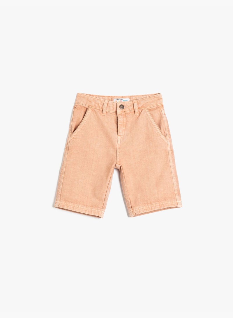 Jean Shorts Pockets Cotton
