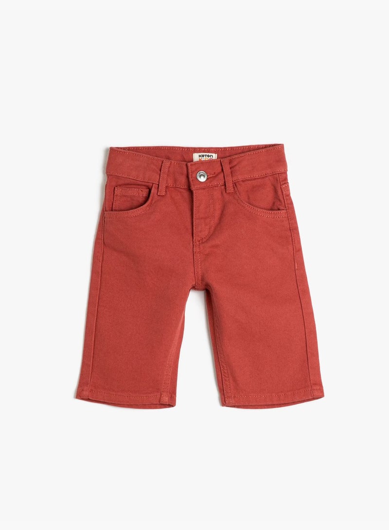 Chino Bermuda Shorts Pockets Cotton