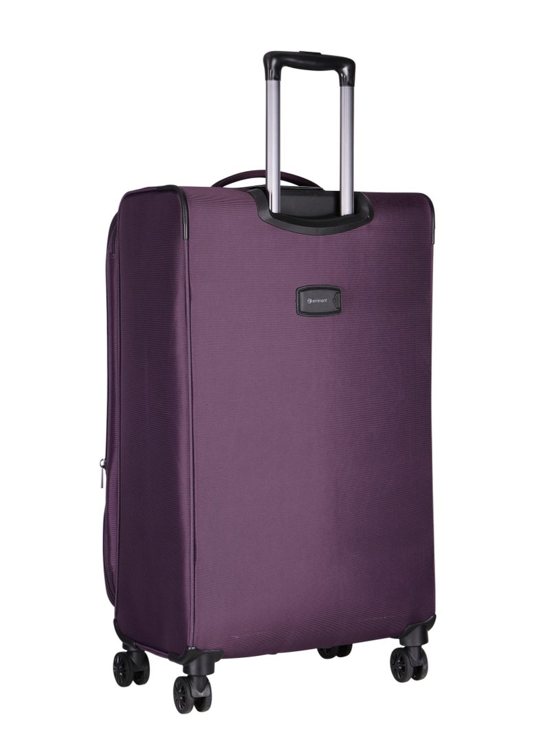 Expandable Luggage Trolley Bag Soft Suitcase for Unisex Travel Polyester Shell Lightweight with TSA lock Double Spinner Wheels E765SZ Medium Checked 24 Inch Purple