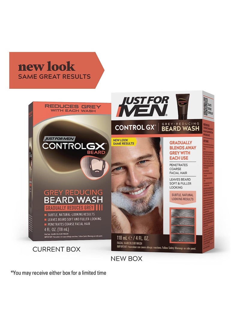 Just for Men Control GX Grey Reducing Beard Wash Shampoo, Gradually Colors Mustache and Beard, Leaves Facial Hair Softer and Fuller, 4 Fl Oz - Pack of 1