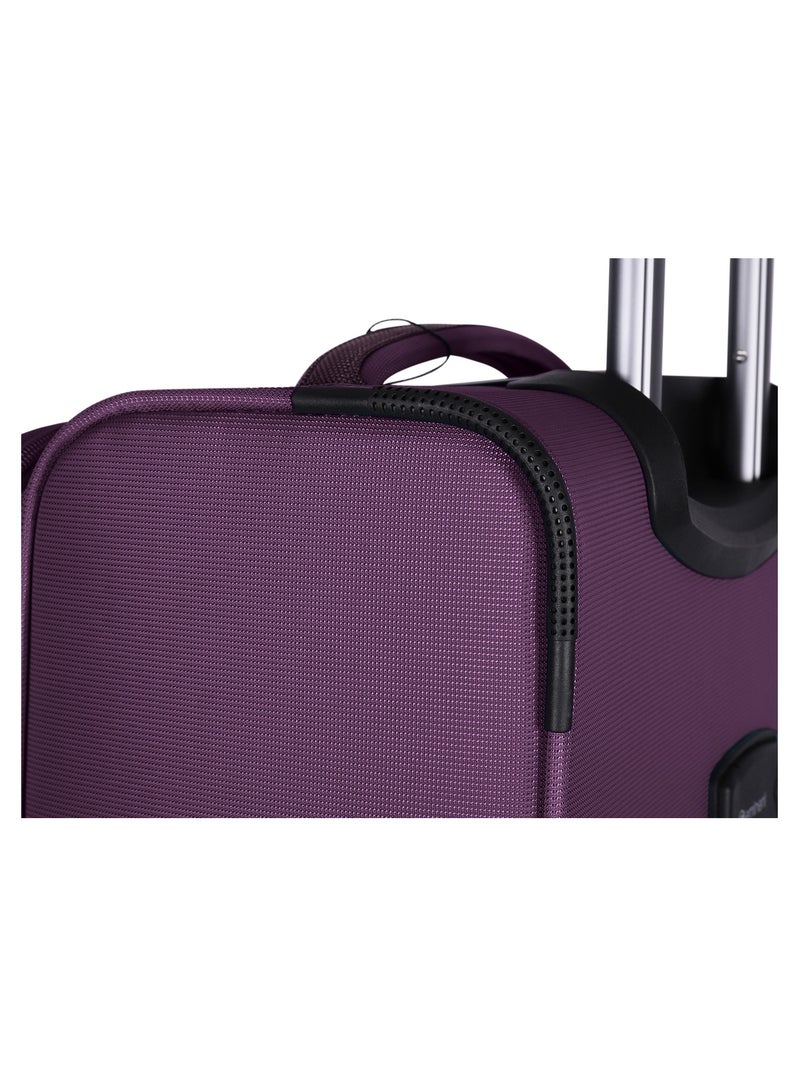 Unisex Soft Travel Bag Trolley Luggage Set of 3 Polyester Lightweight Expandable 4 Double Spinner Wheeled Suitcase with 3 Digit TSA lock E765 Purple