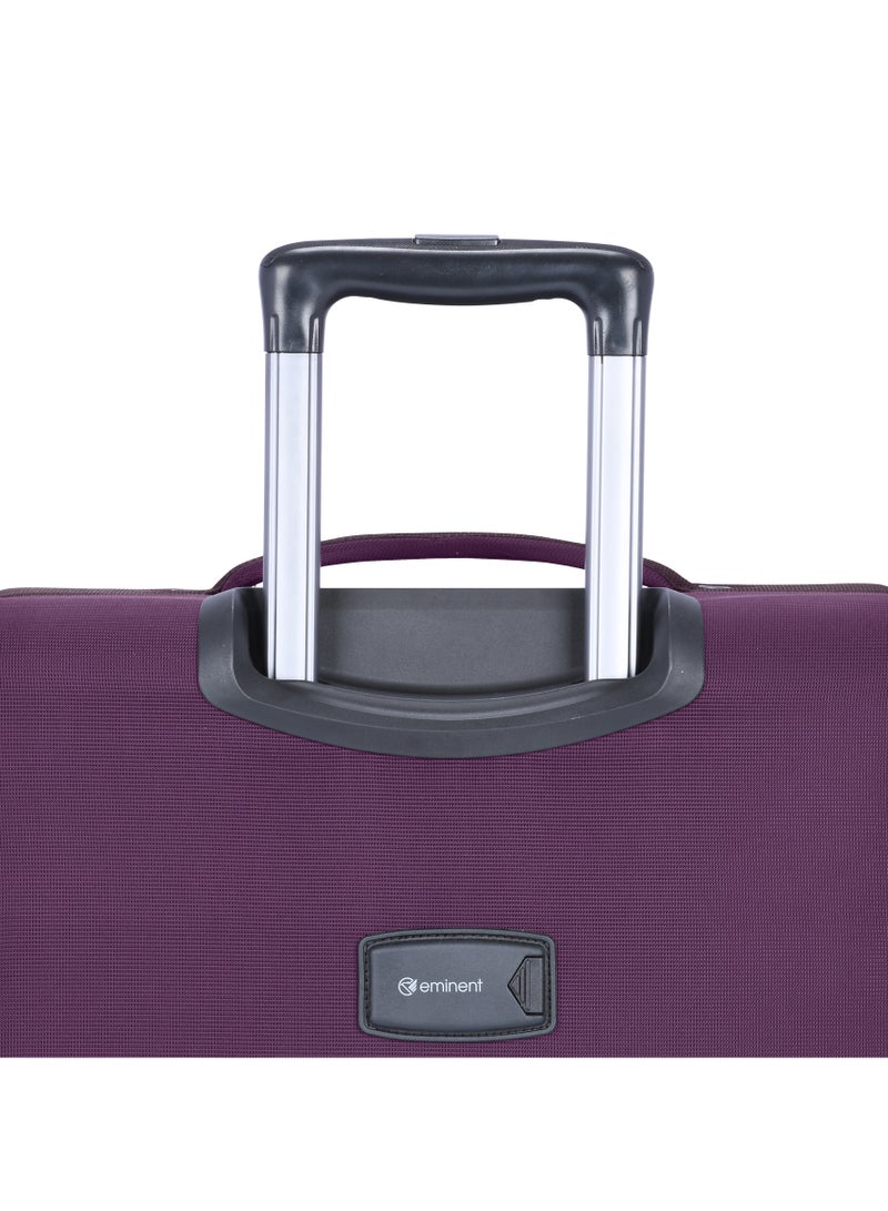 Unisex Soft Travel Bag Trolley Luggage Set of 3 Polyester Lightweight Expandable 4 Double Spinner Wheeled Suitcase with 3 Digit TSA lock E765 Purple