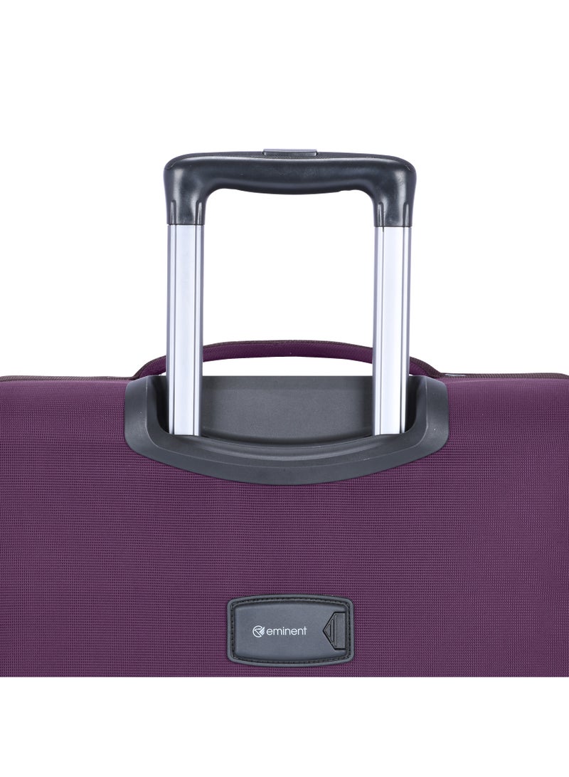 Unisex Soft Travel Bag Large Luggage Trolley Polyester Lightweight Expandable 4 Double Spinner Wheeled Suitcase with 3 Digit TSA lock E765 Purple