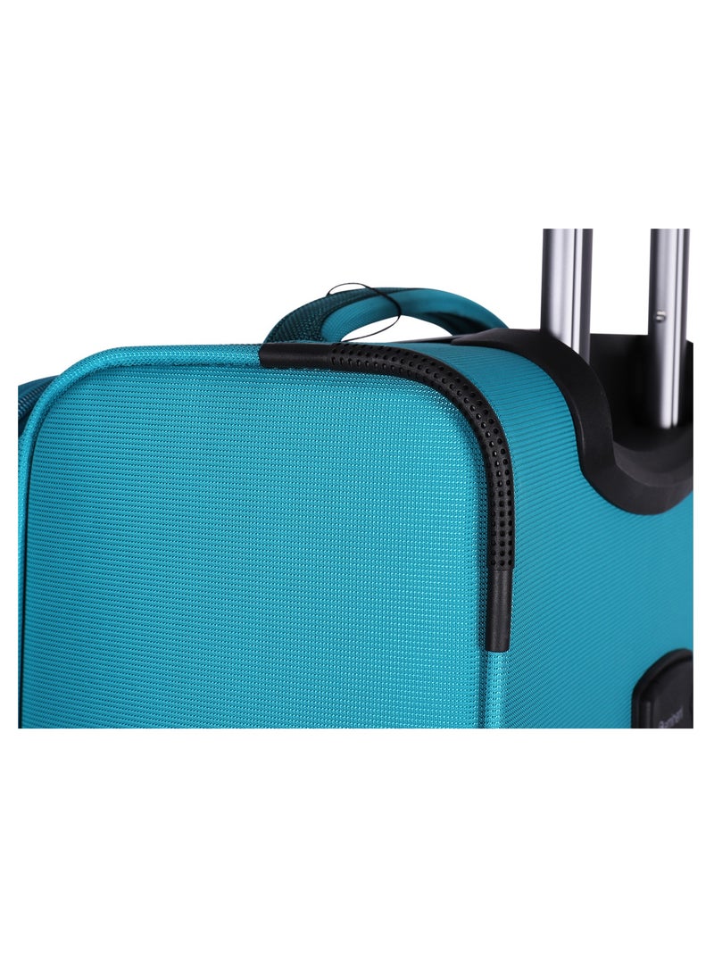 Unisex Soft Travel Bag Large Luggage Trolley Polyester Lightweight Expandable 4 Double Spinner Wheeled Suitcase with 3 Digit TSA lock E765 Green