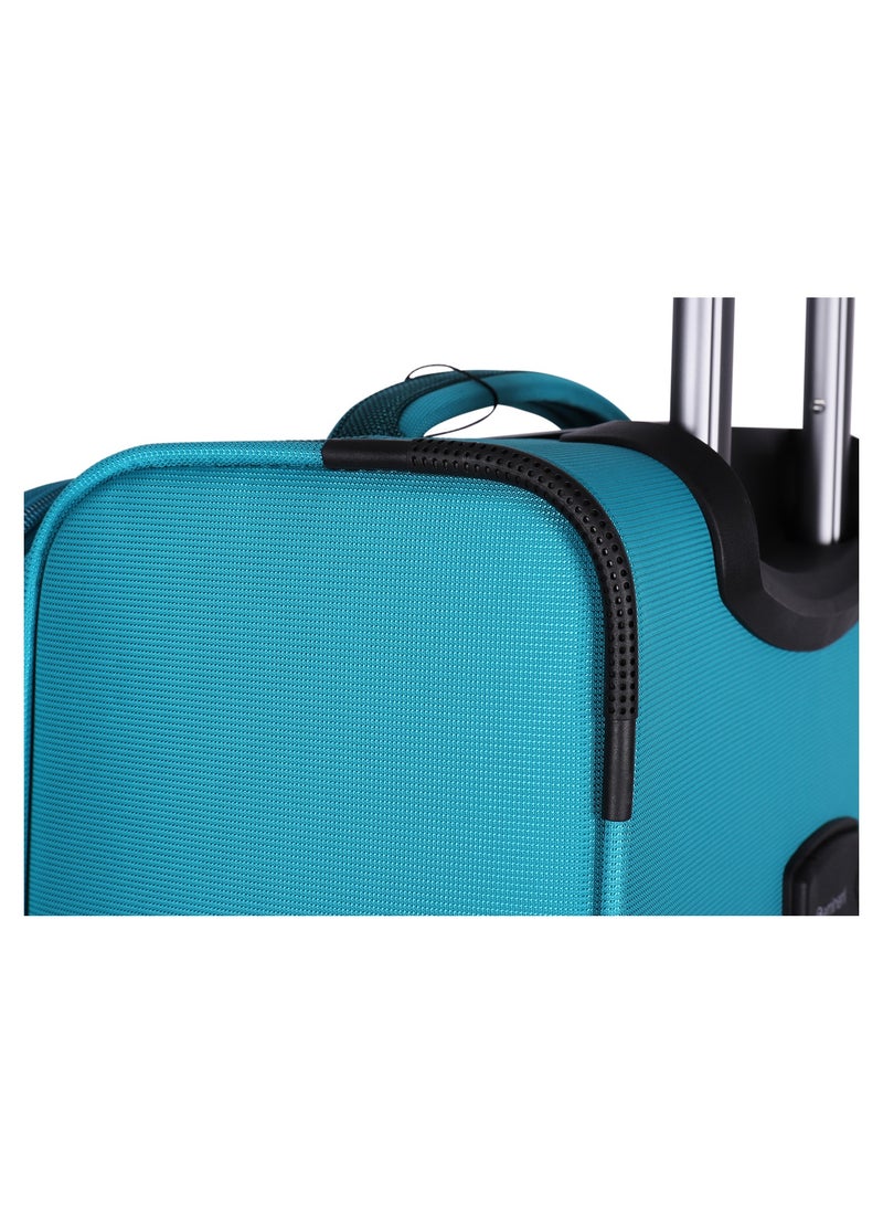 Unisex Soft Travel Bag Large Luggage Trolley Polyester Lightweight Expandable 4 Double Spinner Wheeled Suitcase with 3 Digit TSA lock E765 Green