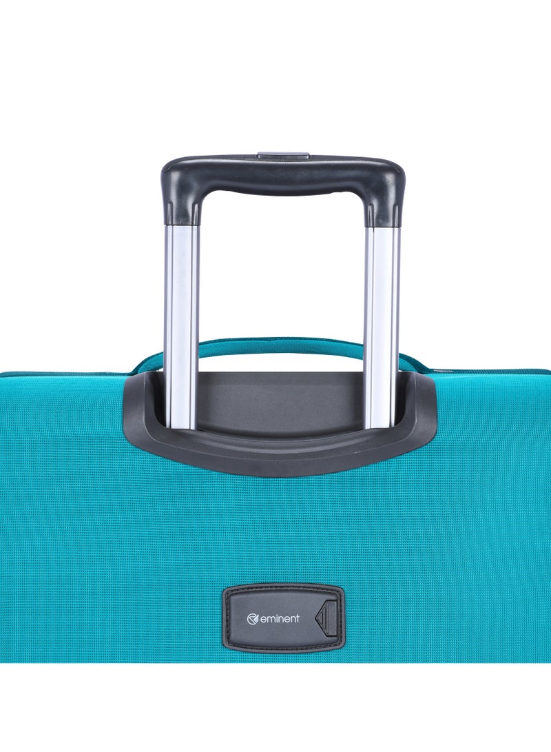 Unisex Soft Travel Bag Large Luggage Trolley Polyester Lightweight Expandable 4 Double Spinner Wheeled Suitcase with 3 Digit TSA lock E765 Green