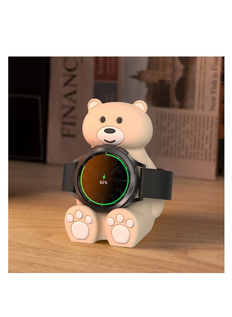 Smartwatch Charger Stand, Compatible with Samsung Galaxy Watch 4/4 Classic/3/Active 2, Cute Bear Silicone Charging Dock, for Samsung Watch Charger Accessories, premium silicone material