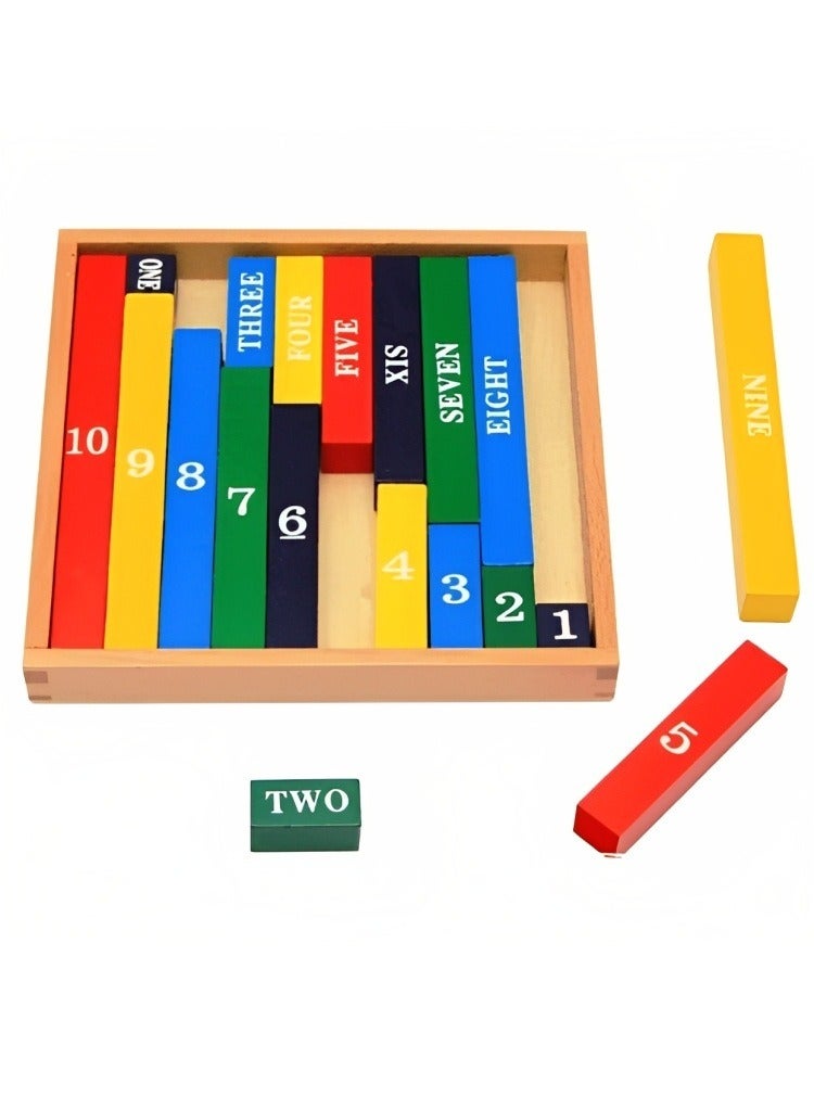Montessori Early Education Wooden Colored Decimal Bar, Widely Professional Colored Bar Consolidate Operations for Mathematics Learning, from 1-10 Math Arithmetic Teaching Aids Kids