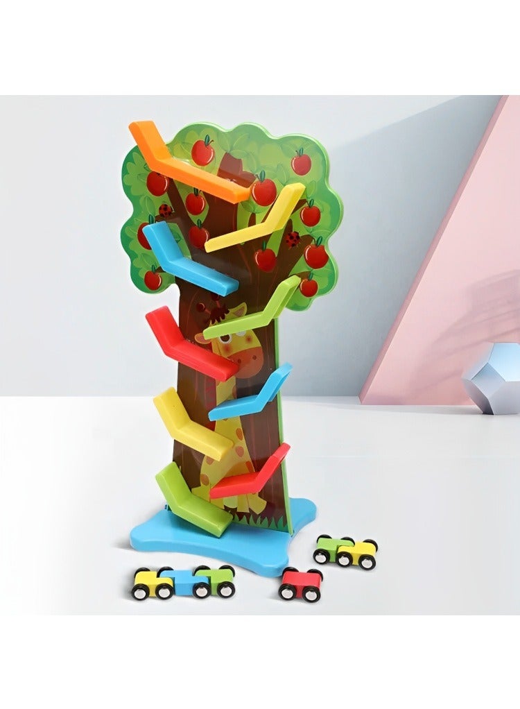 Wooden Car Ramps Race 9-Level Toy Car Ramp Race Track, Toddler Race Car Ramp Set, Early Developmental Toys, Great Gift for Boys and Girls