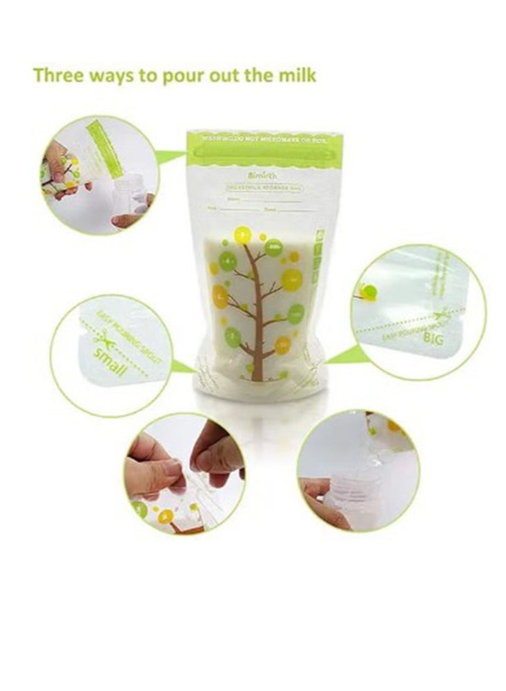 112 Piece Baby Self-standing Bottom Design Breast Milk Storage Bags With Double Zipper, 250 ml