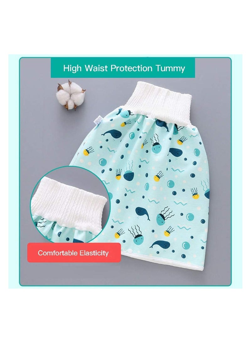 2 Pack Baby Diaper Skirt,Washable Waterproof Toddler Potty Training Skirt Cotton Toilet Training Nappy Skirt for Baby Boys Girls(L Size)