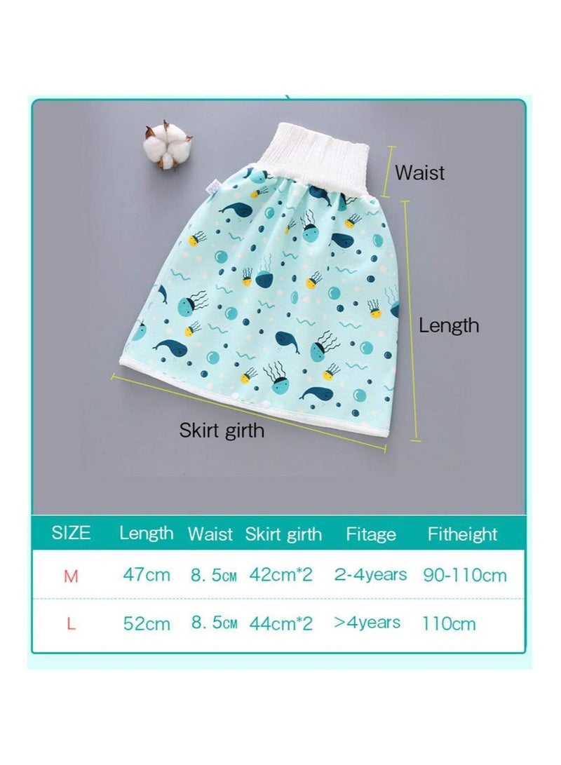 2 Pack Baby Diaper Skirt,Washable Waterproof Toddler Potty Training Skirt Cotton Toilet Training Nappy Skirt for Baby Boys Girls(L Size)