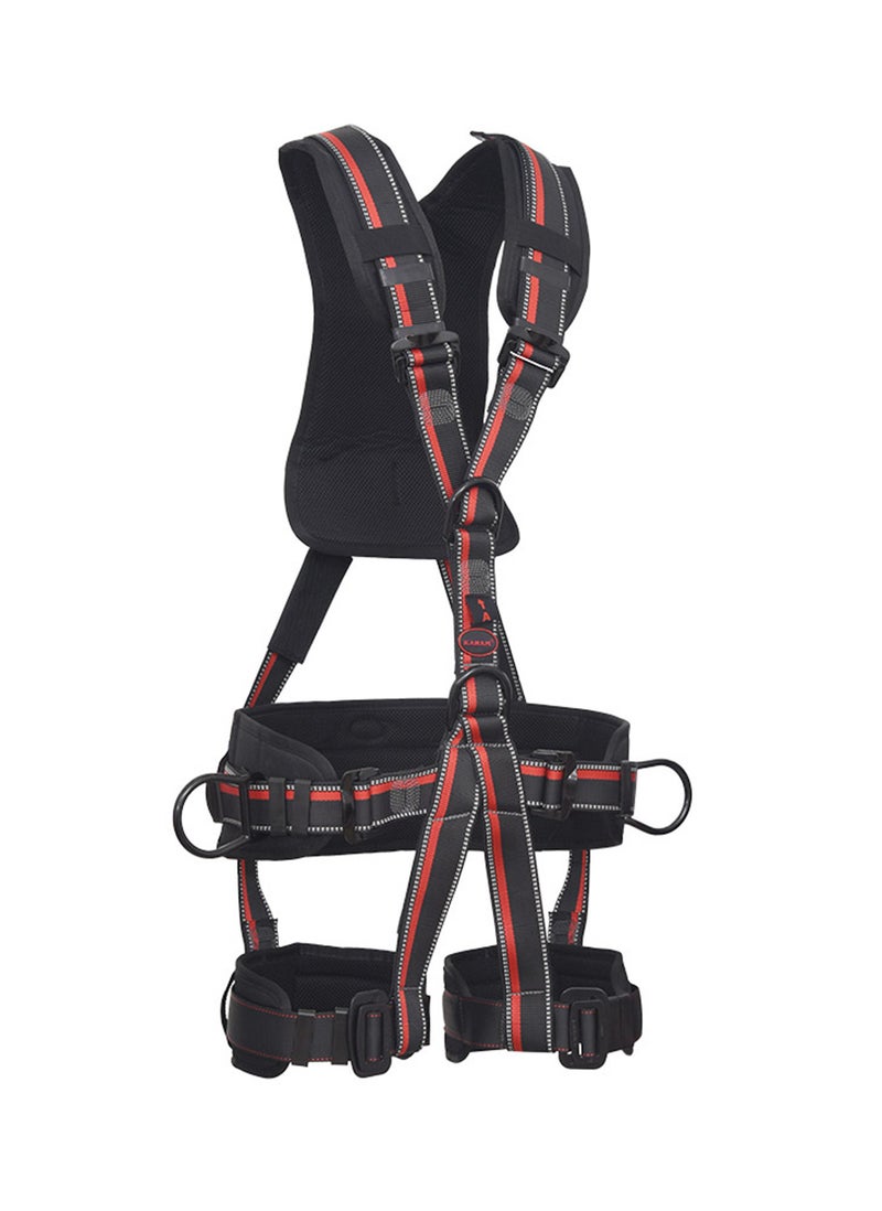 Karam PN 56 Tower and Rescue Harness with 2 Adjustment & 4 Attachment Points Black/Red 44mm